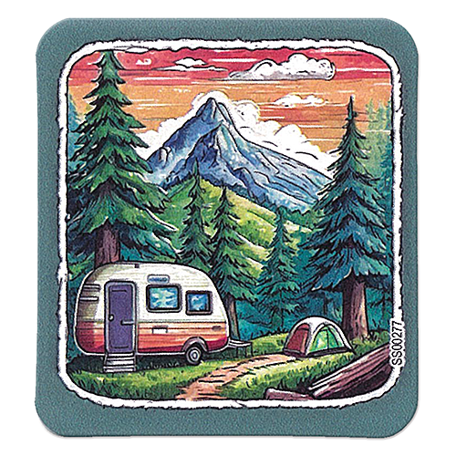 ƥå OIL PAINTING OF CAMPER AND TENT IN NATURE SJT-ST-SS00277ƥå OIL PAINTING OF CAMPER AND TENT IN NATURE SJT-ST-SS00277