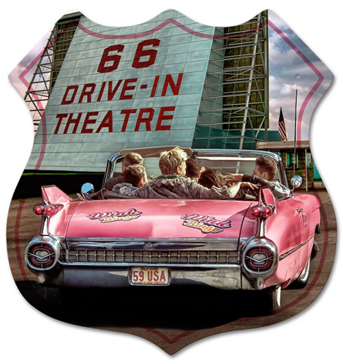 ƥ  66 DRIVE IN THEATRE SHIELD SHAPE 66-PT-RRS-032