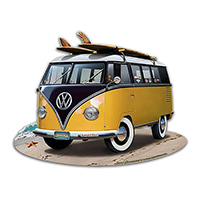 ƥ  VW BUS CUT OUT YELLOW PT-LGB-628