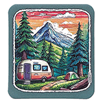 ƥå OIL PAINTING OF CAMPER AND TENT IN NATURE SJT-ST-SS00277