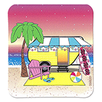 ƥå CAMPER ON BEACH W/PALM TREE SJT-ST-SS00331